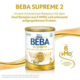 BEBA SUPREME 2 Mleko następne po 6 miesiącu, tylko laktoza, bez oleju palmowego, opakowanie 6 szt. (6 x 800 g) Naty Shop