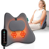 Snailax Ergonomiczna poduszka podparcia lędźwiowego z masażem i ciepłem, poduszka pod plecy Shiatsu z pianki memory, poduszka siedziska z 3 intensywnościami masażu | 2 poziomy ogrzewania | 3 timery | wygodna pozycja siedząca