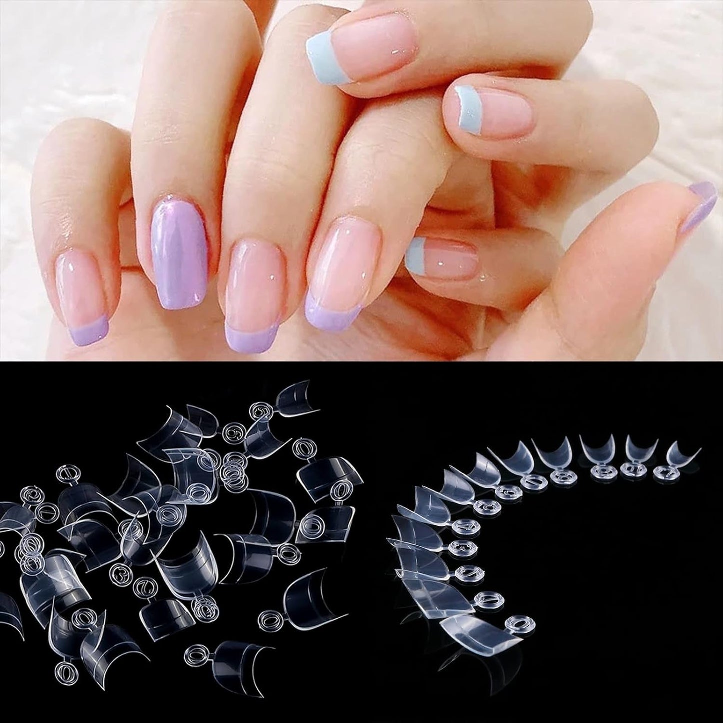600 sztuk owalne krótkie sztuczne paznokcie 12 rozmiarów półpokrywa akrylowe sztuczne paznokcie porady sztuczne paznokcie do manicure kobiet Salon DIY (przezroczysty)