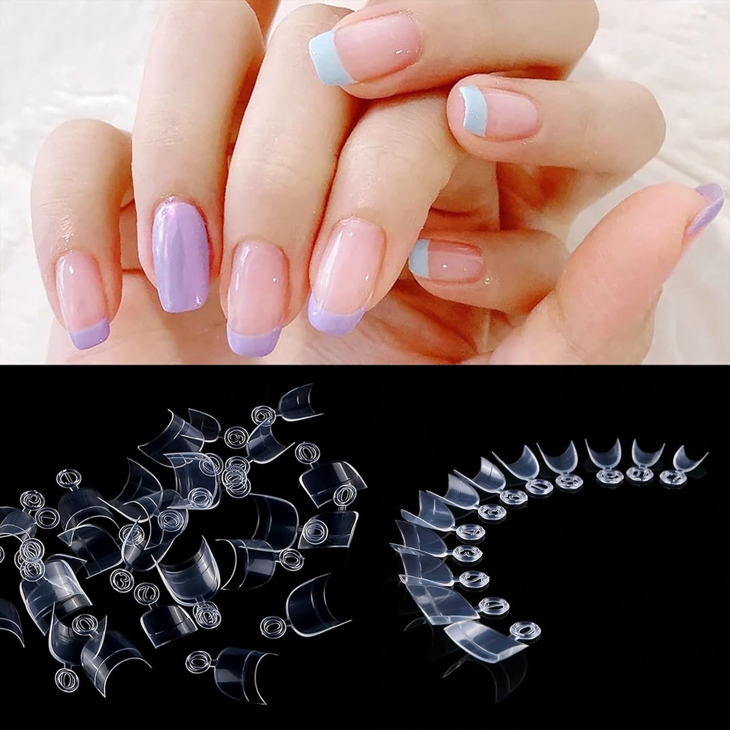 600 sztuk owalne krótkie sztuczne paznokcie 12 rozmiarów półpokrywa akrylowe sztuczne paznokcie porady sztuczne paznokcie do manicure kobiet Salon DIY (przezroczysty)