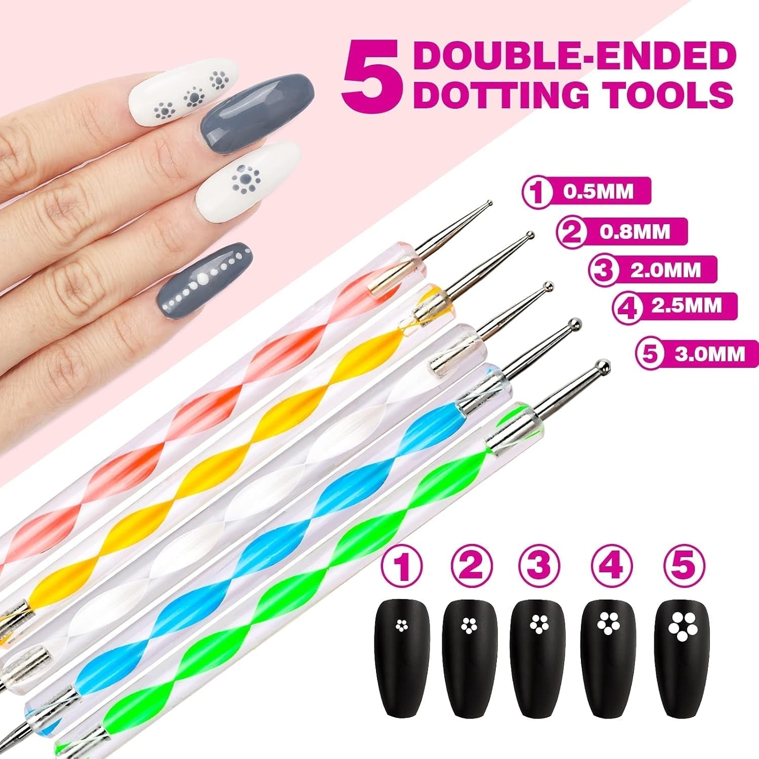FANDAMEI 54 Blätter Wassertransfer Nagelsticker & Nail Art Pinsel Set, Kropkowane długopisy, Blattgold Für Nagelkunst, Streifenband, Strasssteine, Werkzeug Und Dekorationen Set Für Nagelkunst Maniküre Set