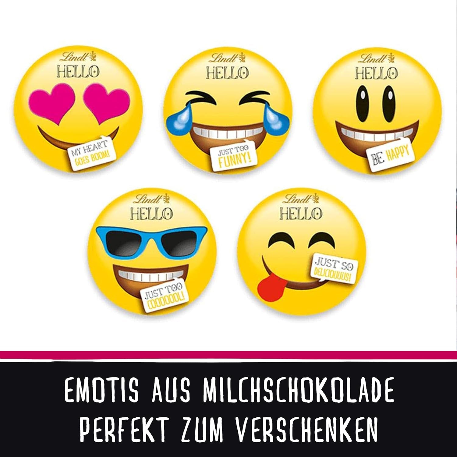 WITAJ Mini Czekoladowe Emotikony | 164 g | Około. 27 fajnych emotikonów w różnych wzorach, wykonanych z najlepszej mlecznej czekolady | Czekoladowy prezent dla dzieci | Do dekoracji (opakowanie 2 szt.)
