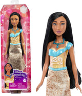 Mattel DISNEY Princess Aurora - lalka w typowym stroju, zdejmowane buty i tiara, błyszczący top i zdejmowana wzorzysta spódnica, długie włosy do stylizacji, HLW09 Naty Shop Pocahontas Dolls