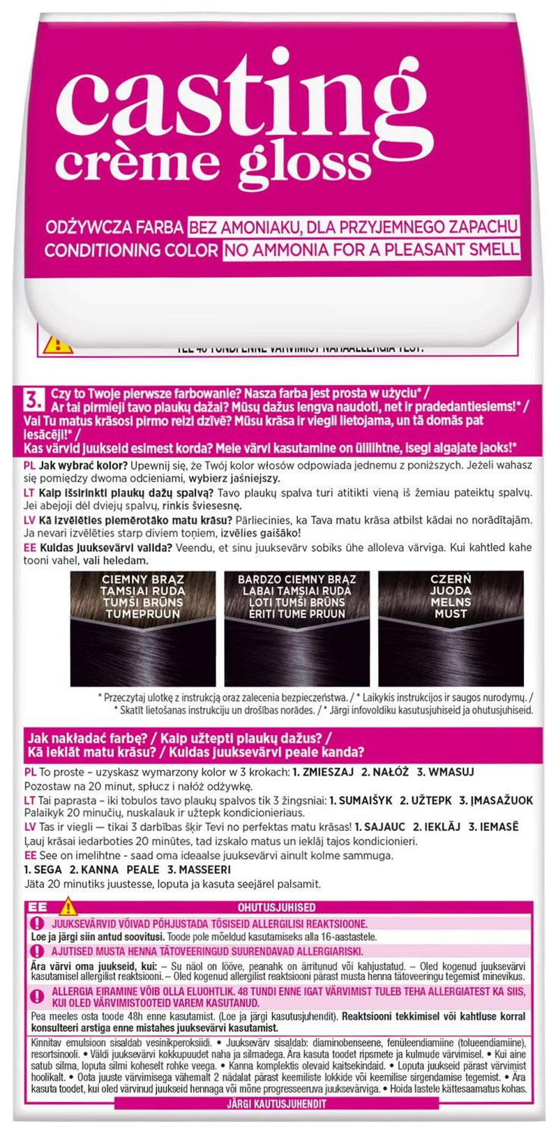 L'Oréal Paris Casting Crème Gloss 210 Farba do włosów - Granatowa Czarna farba do włosów Naty Shop