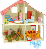 Pebaro Donau Elektronik _M880 Puzzle 3D Domek dla lalek z meblami, 30 x 30 x 30 cm, naturalny