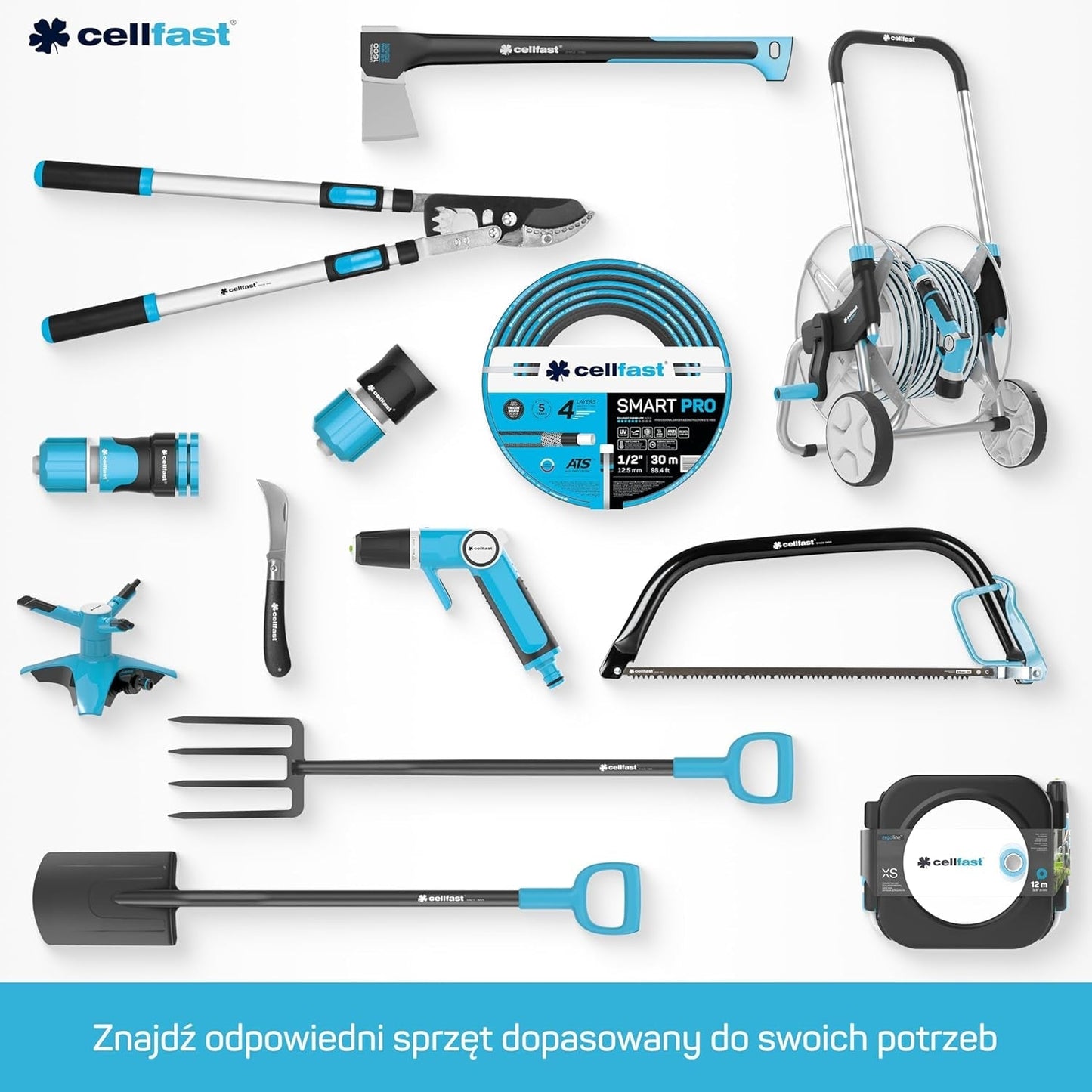 Wąż ogrodowy Cellfast MULTIFLEX PRO, trwały, 6 warstw, oplot dziany ATS2, odporny na promieniowanie UV i algi, nie zawiera metali ciężkich, technologia aksamitna, 35 bar, -20/+65°C, 3/4", 30m