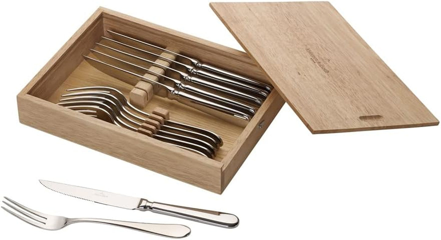 Zestaw sztućców do steków Villeroy And Boch Oscar, 12 sztuk, dla maksymalnie 6 osób, stal nierdzewna, można myć w zmywarce Naty Shop