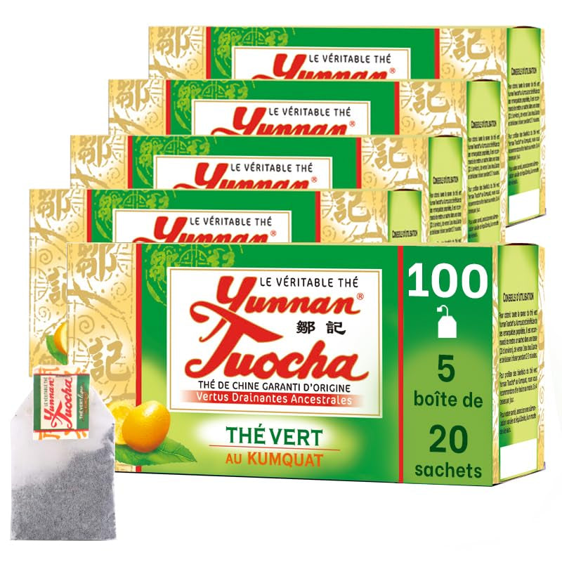 Yunnan Tuocha Zouji - Organiczna herbata zielona z kumkwatem - Witamina C - 100 torebek herbaty - 200 g - Jakość Yunnan gwarantowana
