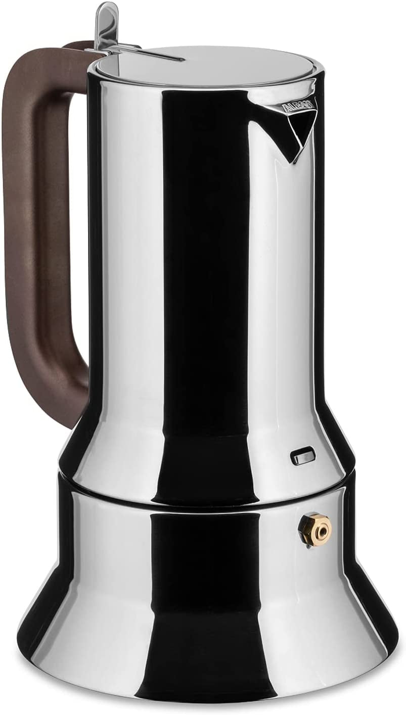 Alessi 9090/6 Espresso z 6 filiżankami na indukcję, stal nierdzewna, srebro, 15,5 x 13,5 x 27 cm