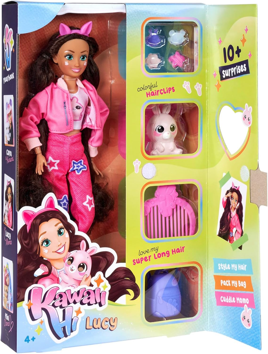 Simba 105953975 — Kawaii Hi Dress-Up Lalka Lucy (26 cm) — przegubowa lalka fryzjerska, lalka-królik z długimi włosami i akcesoriami Zabawka dla dzieci od 4 lat