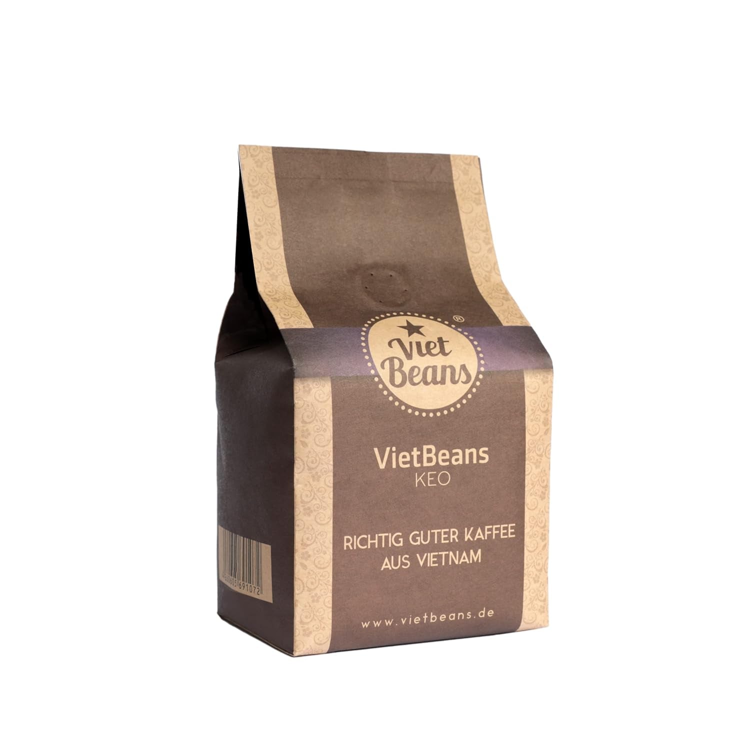 VietBeans KEO - Schokoladiger Kaffee – Ganze Kaffeebohnen - Geröstet w maśle, whisky i rumie - Intensywny Schoko-Geschmack - Aromat: Schokolade - 250g