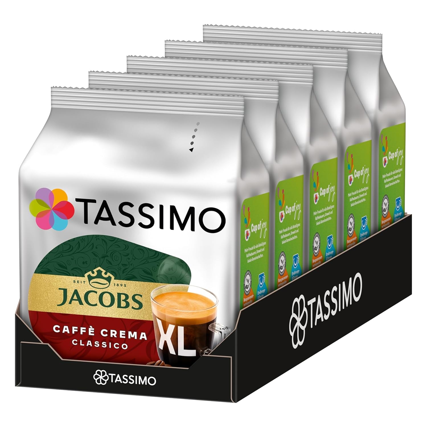 Tassimo Kapseln Jacobs Caffè Crema Classico XL, 5 x 16 podkładek, 80 Kaffeekapseln