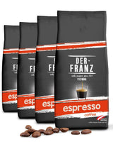 Der-Franz Espresso Kaffee, Intensität 5/5, Arabica i Robusta, ganze Bohne, 4 x 1000 g