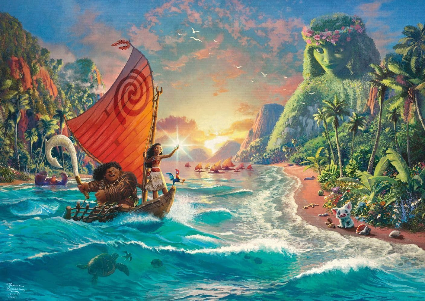 Schmidt Spiele 58030 Thomas Kinkade, Disney, Vaiana, Moana, puzzle 1000 elementów, normalne, czarne, białe Puzzle Naty Shop