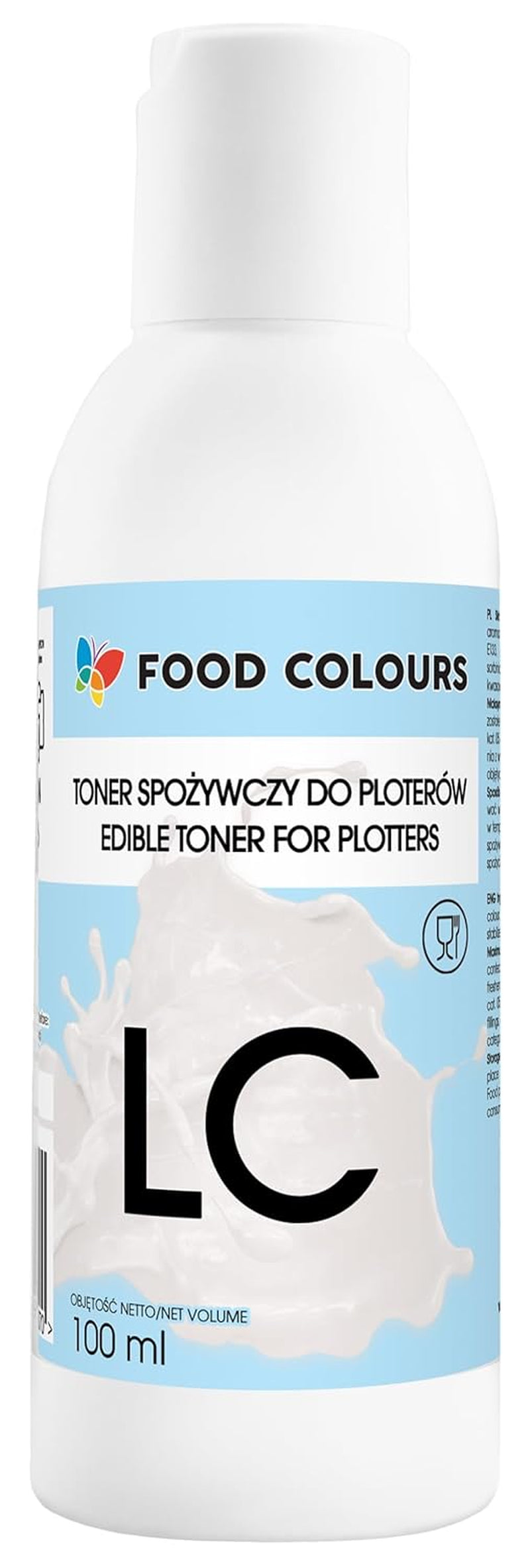 Zestaw barwników spożywczych z tuszami jadalnymi do ploterów 6 x 100 ml | Jasny Cyjan | Cyjan | Jasna Magenta | | Magenta | Żółty | Czarny | Druk jadalny, druk na papierze waflowym, dekoracyjna posypka do ciast