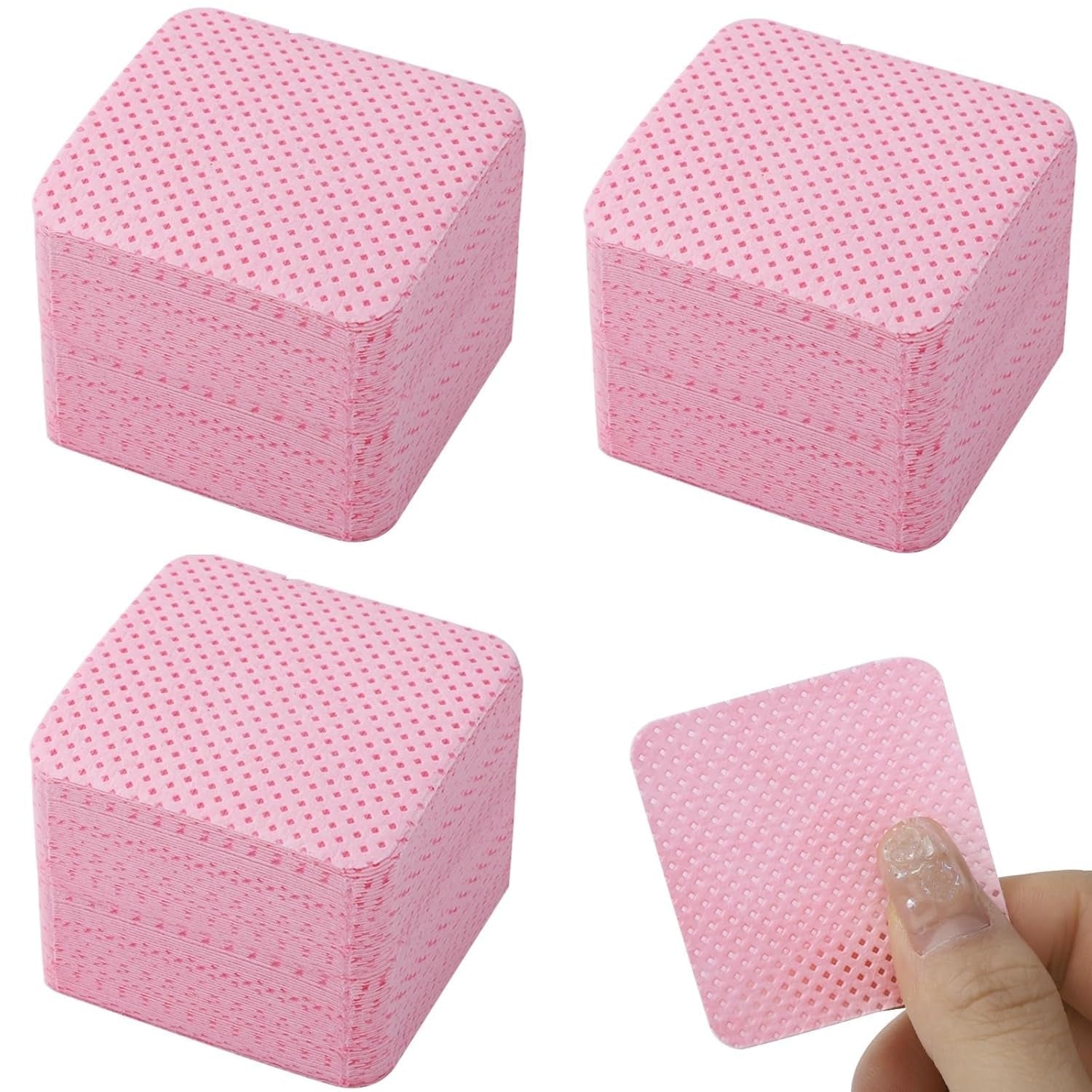 300 Stück Nagellackentferner Pads, Fusselfreie Nägel Wattepads Für Nägel Nagellackentferner Niestrzępiące się chusteczki do paznokci Cleaner Gelnägel - Rosa