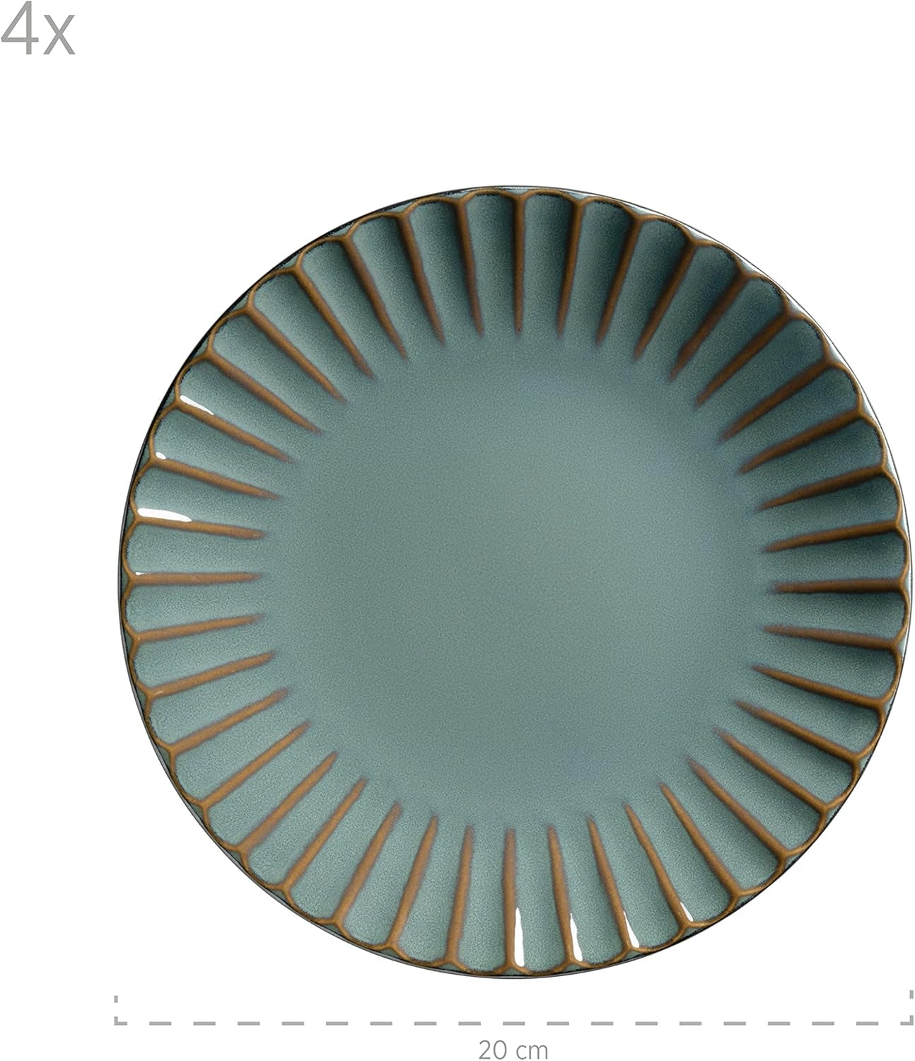 MĘSER 931964 Zestaw naczyń obiadowych z serii Confino dla 4 osób, nowoczesny wygląd vintage, ceramiczny zestaw combo, 20 sztuk, kolor benzyny z czarnymi akcentami, płytka