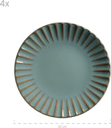 MĘSER 931964 Zestaw naczyń obiadowych z serii Confino dla 4 osób, nowoczesny wygląd vintage, ceramiczny zestaw combo, 20 sztuk, kolor benzyny z czarnymi akcentami, płytka
