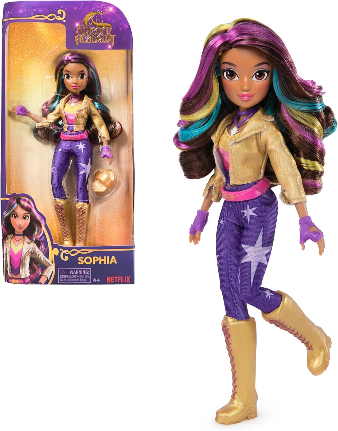 Unicorn Academy Deluxe Masked Ball Sophia - 24 cm lalka z popularnej serii Netflix z 2 strojami, klasycznym ubieraniem i odgrywaniem ról, wiek 4+ Naty Shop Dolls Ubieranka lalki Sophia