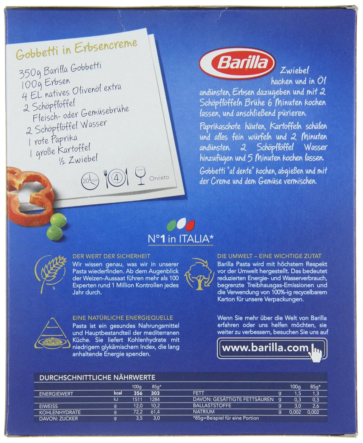 Makaron Barilla Klasyczny Gobbetti nr. 51 z pszenicy durum, zawsze al dente (1 x 500 g)