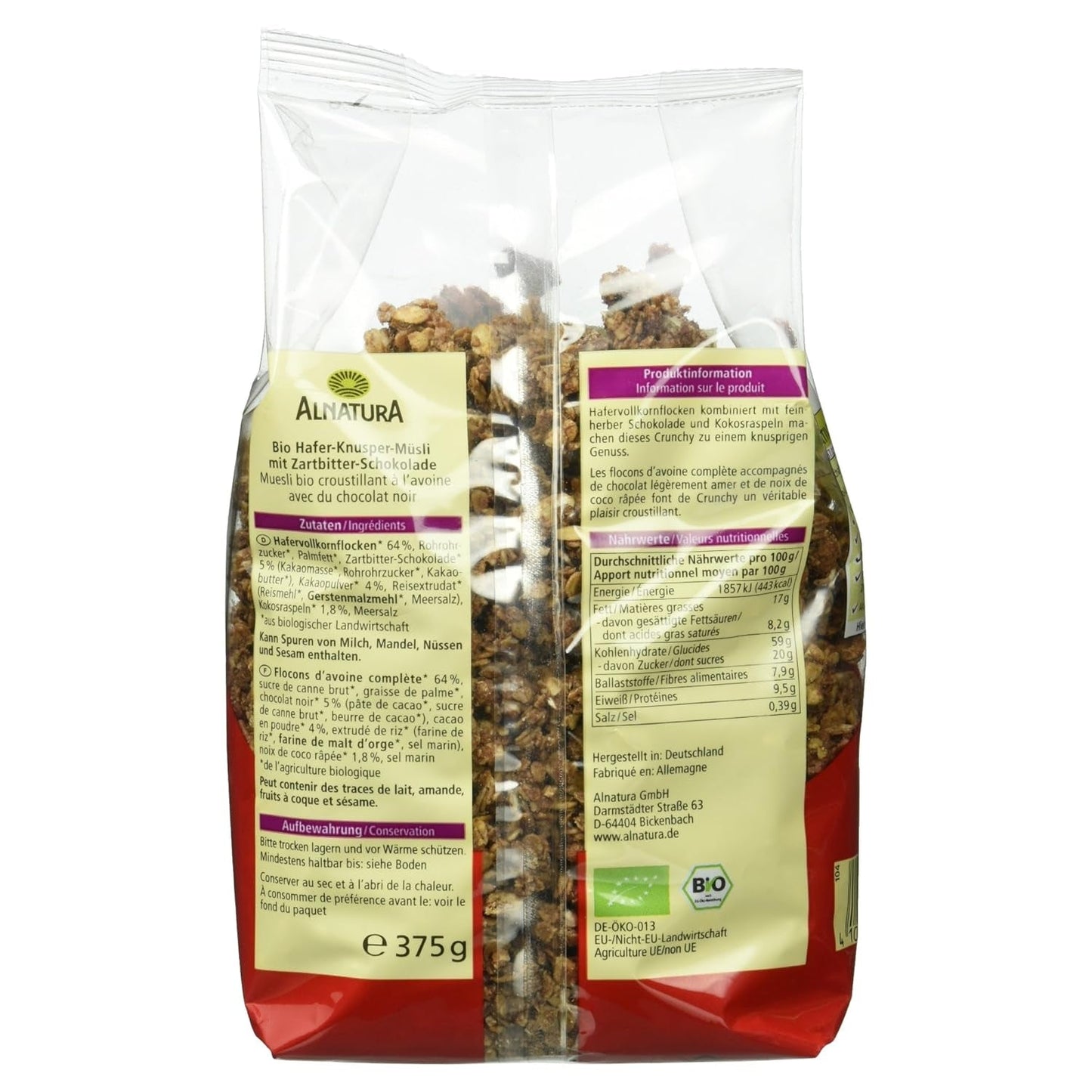 Chrupiące ciastka owsiane z ekologiczną czekoladą, 375g