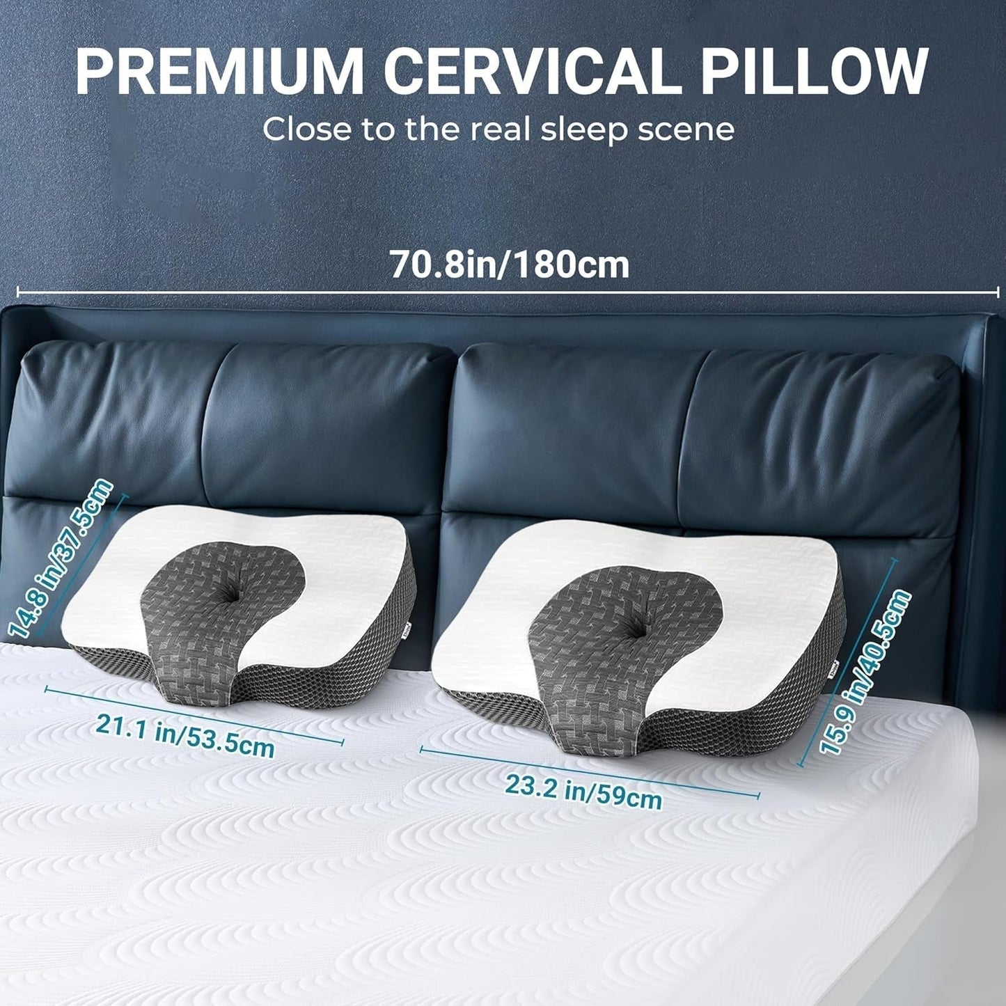 Elviros Memory Foam Poduszka ortopedyczna Poduszka przeciwbólowa szyi Poduszka do spania Ergonomiczna poduszka pod szyję Poduszka podtrzymująca szyję Poduszka przeciw chrapaniu dla osób śpiących na boku Podkładki żołądkowe Białe poduszki ortopedyczne szyjki macicy Naty Shop