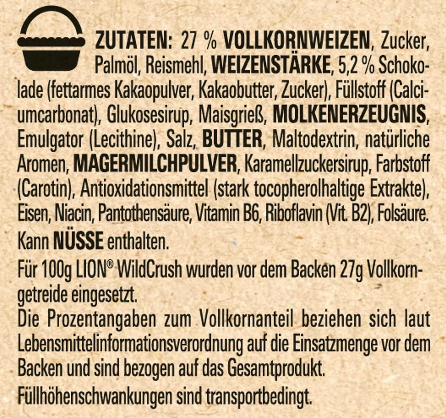 LION Wildcrush Płatki śniadaniowe, czekolada i karmel, opakowanie 8 x 360 gramów Naty Shop