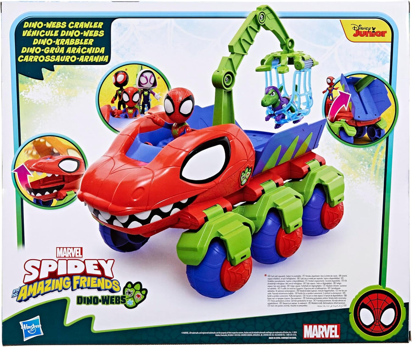 Marvel Spider-Man i jego super przyjaciele Dino Crawler Zestaw superbohaterów z figurkami Spider-Mana i Dino oraz zabawką transportową dla dzieci w wieku od 3 lat Figurki Naty Shop