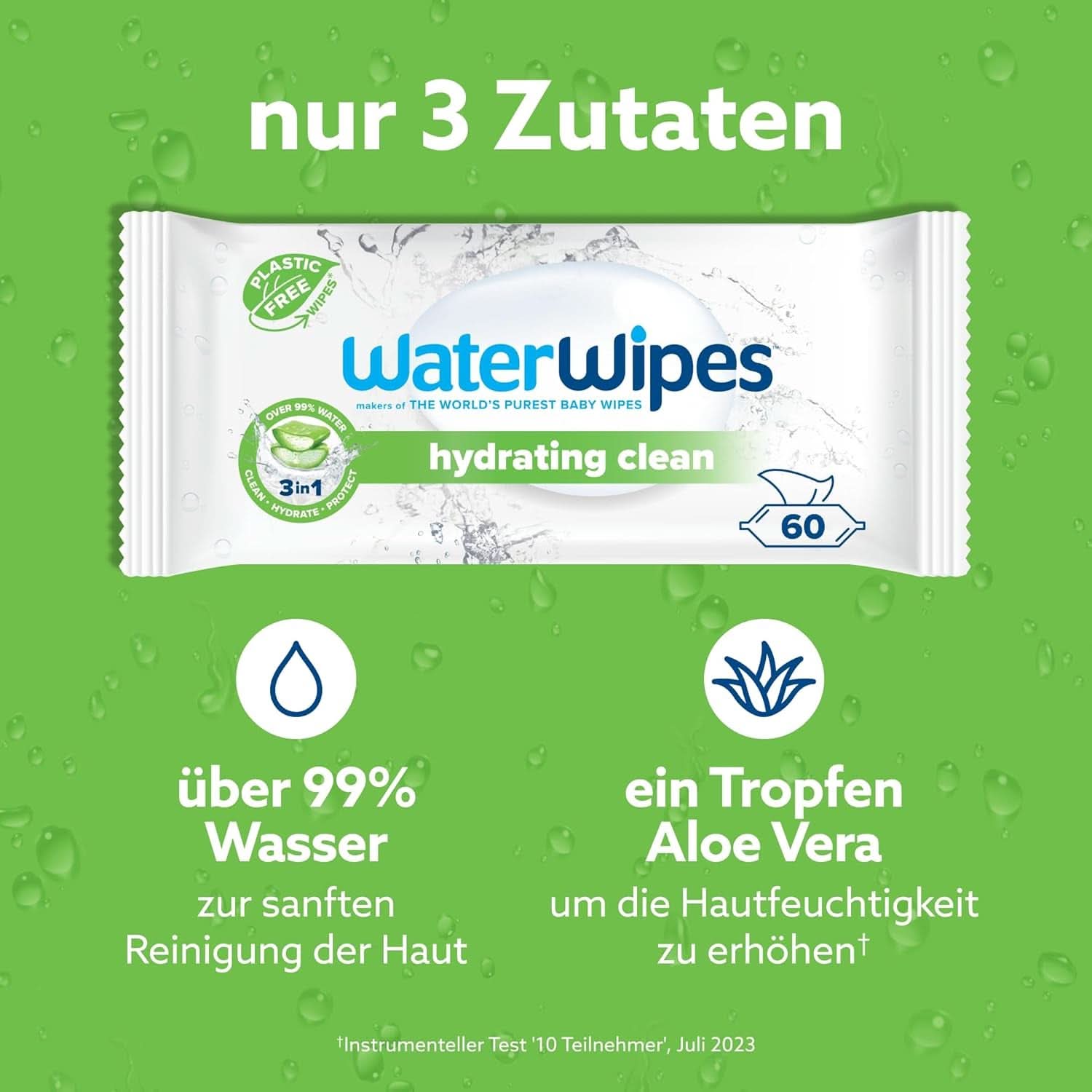 Waterwipes Nawilżające i oczyszczające chusteczki dla dzieci z 99% wodą i ekstraktem z aloesu Chusteczki nawilżane do twarzy i ciała Naty Shop