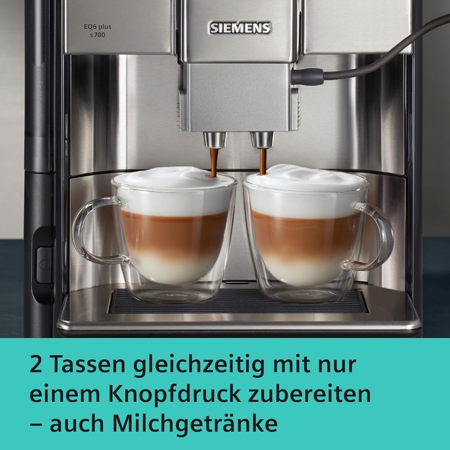 Automatyczny ekspres do kawy Siemens EQ.6 plus s700 TE657503DE, do wielu specjałów kawowych, spieniacz do mleka, młynek ceramiczny, podwójna funkcja kawy, zapobiega osadzaniu się kamienia, automatyczne czyszczenie parą, 1500 W, stal nierdzewna
