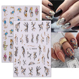 Jmeowio JMEOWIO Nagelsticker Marmor Französische Spitze 10 Blatt Nail Art Naklejka Selbstklebend Nagelaufkleber Bunt Dekoration Nageldesign Zubehör