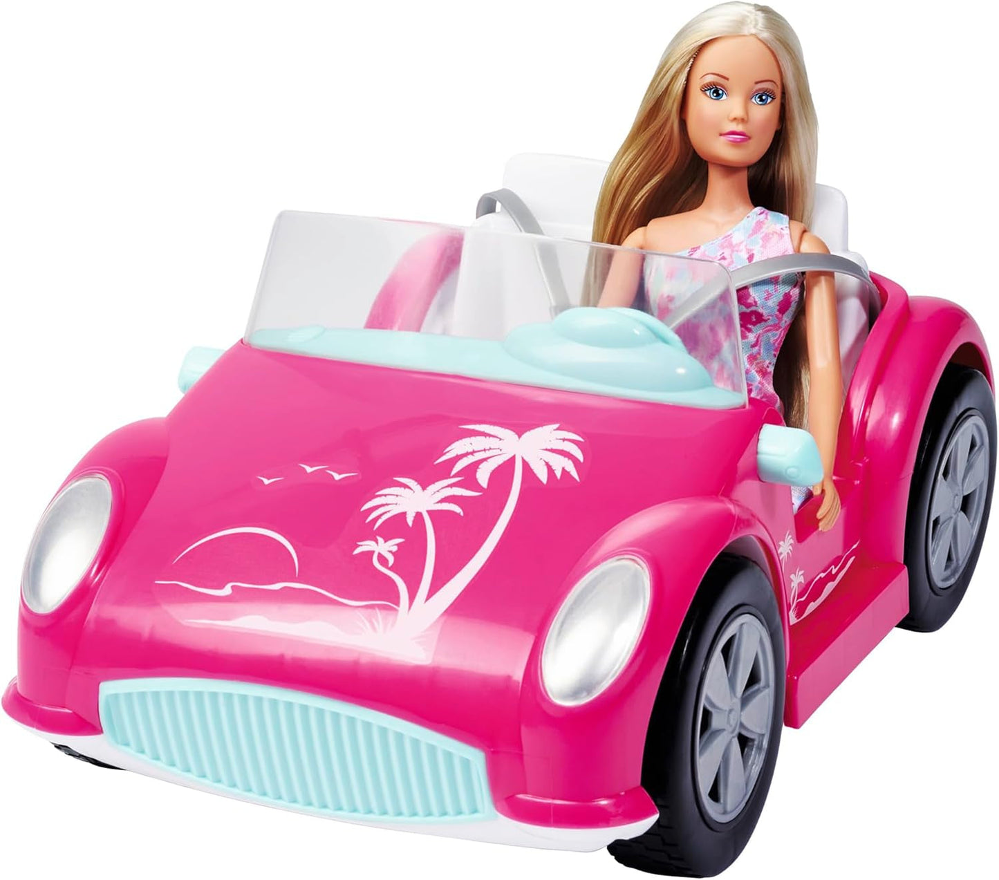 Simba Steffi Love Beach Car Lalka w fajnym letnim stroju z wózkiem plażowym 29 cm, wiek 3+