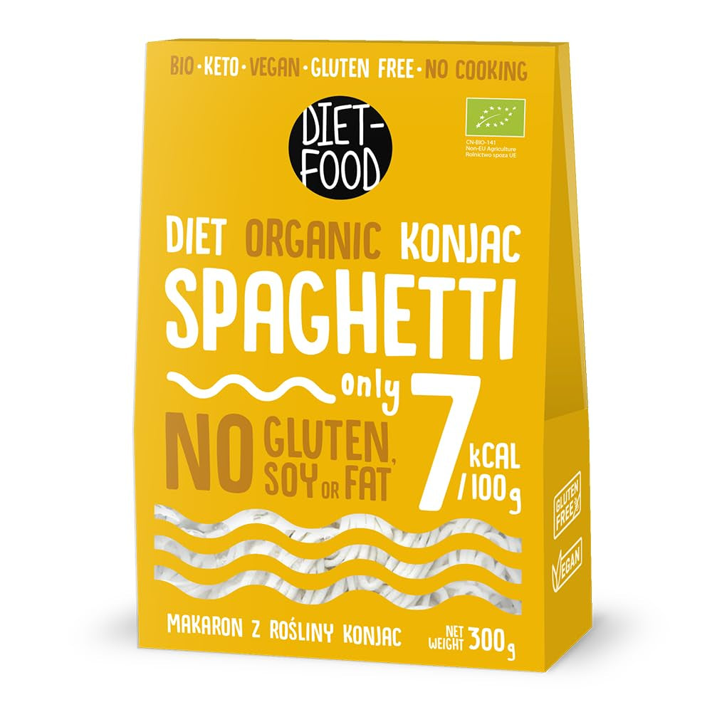 DIET-FOOD Organiczny ryż błyskawiczny Shirataki Konjac, niskowęglowodanowy, niskokaloryczny, wegański, bez tłuszczu, bez soi, bezglutenowy, przyjazny dla ketonów, odchudzający, 300 gramów