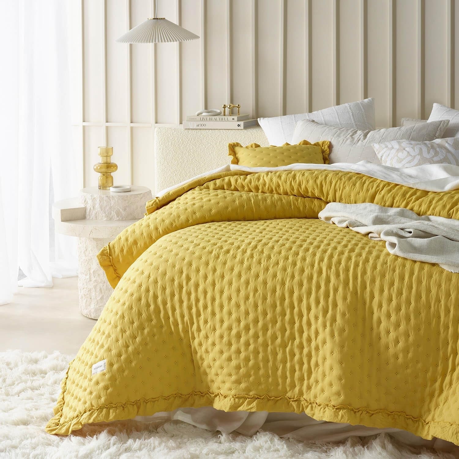 Molly Elegancka narzuta na łóżko w kolorze pudrowego różu 170 x 210 cm Wszechstronna narzuta na łóżko lub sofę Narzuta na łóżko i sofę Styl koca Idealny jako narzuta Łóżka i koce Besuche den ROOM99-Store Musztarda 200X220