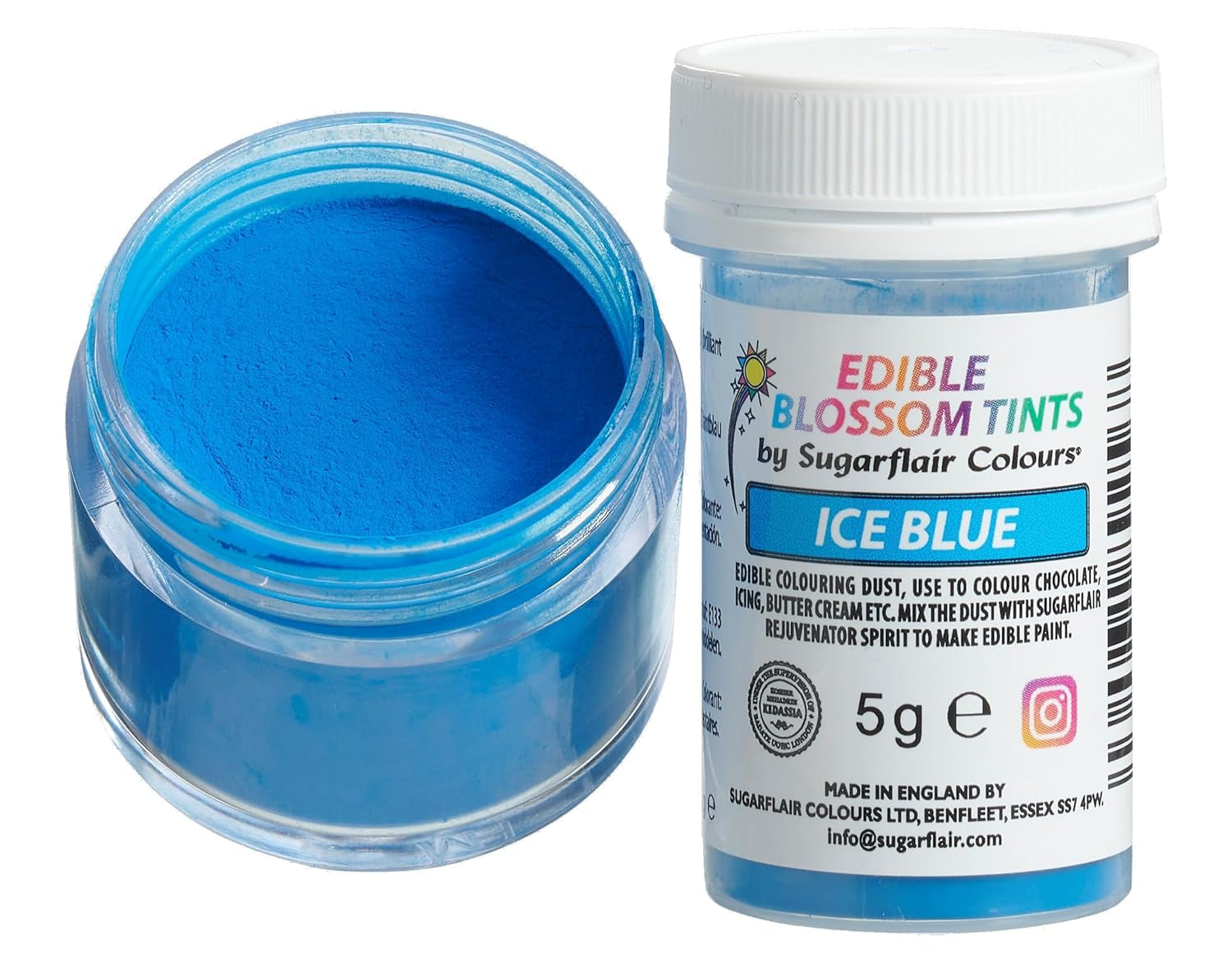 Sugarflair Blossom Tint Dust Ice Blue Food Coloring Powder - Barwnik spożywczy w proszku do dekoracji ciast, kremówki, lukru, czekolady, kremu maślanego, makaroników i nie tylko - 5G