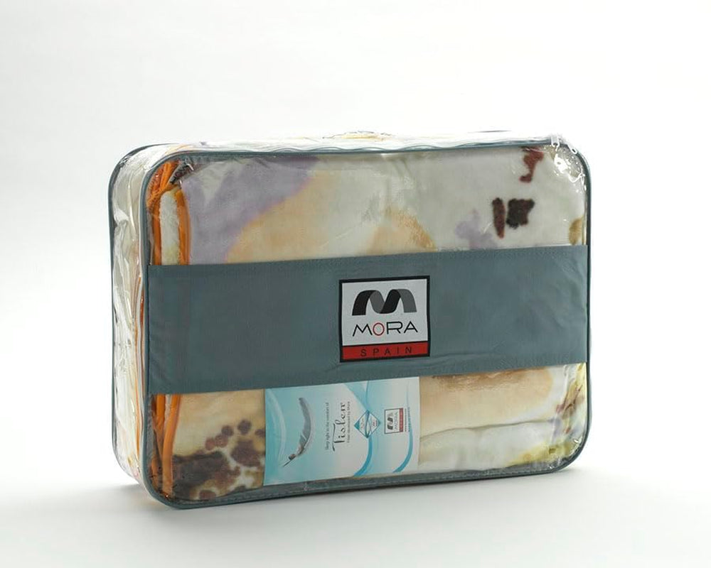 MANTAS MORA Koc z nadrukiem, duża objętość, 100% poliester, 450 G/M², miękki, na jesień/zimę, Design Harmony K60, 260 X 240 cm, do łóżek 160/180 cm, niebieski. Kołdry i kołdry Naty Shop