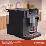 GRUNDIG KVA 6230 w pełni automatyczny ekspres do kawy ze spieniaczem do mleka, młynek ze stali nierdzewnej z 13 stopniami mielenia, pojemnik na ziarna 250 g, wyjmowany zbiornik na wodę 2 litry, ciśnienie pompy 19 bar, wyświetlacz dotykowy, czarny