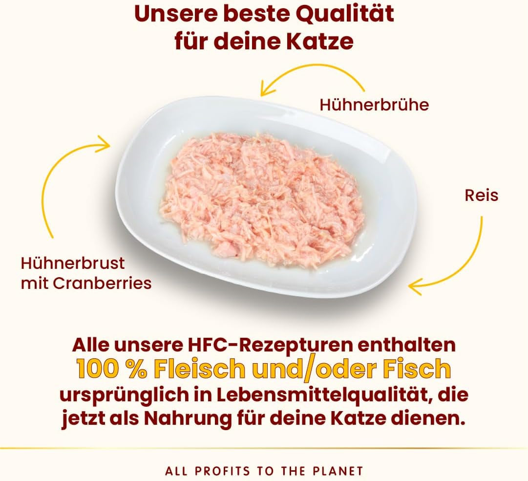 Almo Nature HFC Urinary Help - Nassfutter für Katzen - Unterstützung für die Harnwege - Hühnerbrust i żurawina - klasa ludzka, monoproteina, bezglutenowa - 24x50g