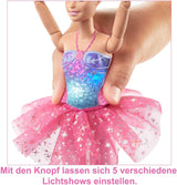 Barbie Dreamtopia Magic Light Ballerina Lalka z różową tutu i blond włosami, 5 efektów świetlnych i dźwiękowych, ruchoma Barbie, od 3 lat i więcej, lalki HLC25 Naty Shop