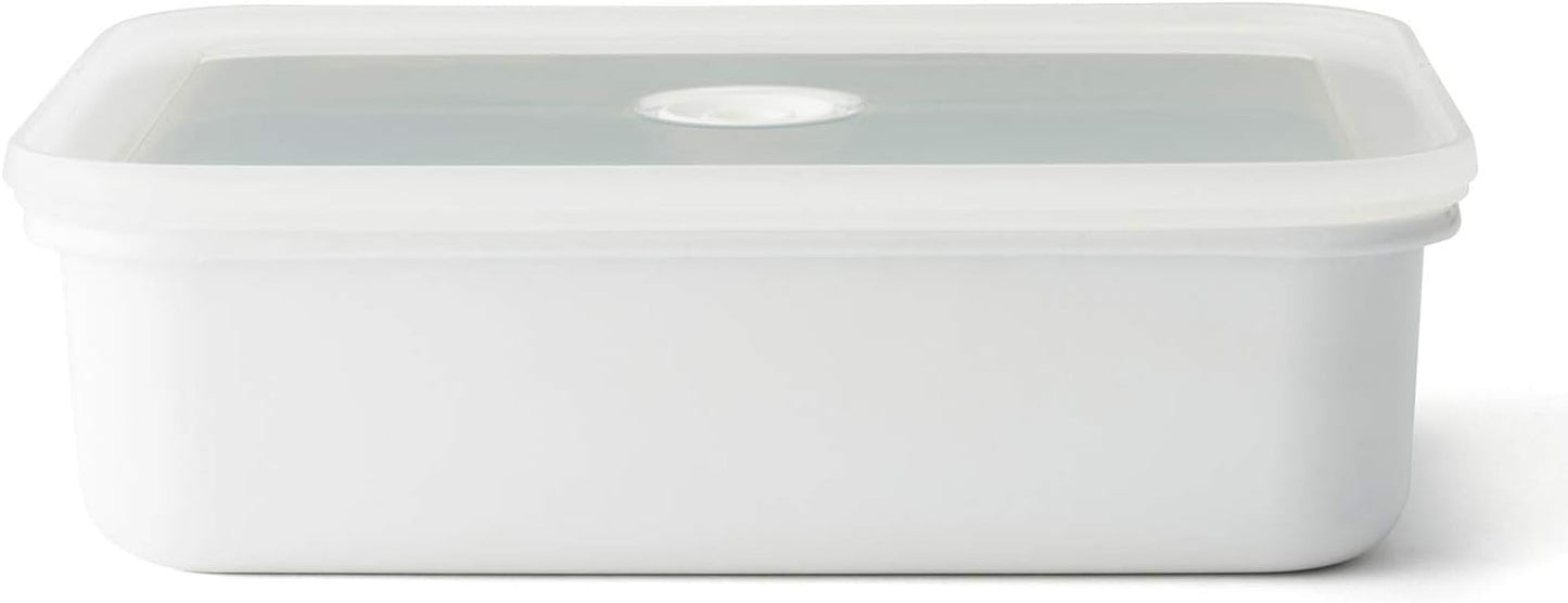 Emaliowana puszka do próżniowego przechowywania żywności | XL| 1,85 l | 23,5 x 17,5 x 7 cm | utrzymuje świeżość żywności znacznie dłużej | chroni żywność przed inwazją bakterii i grzybów | bez pompy próżniowej Pudełka do przechowywania żywności Naty Shop Flat Xl