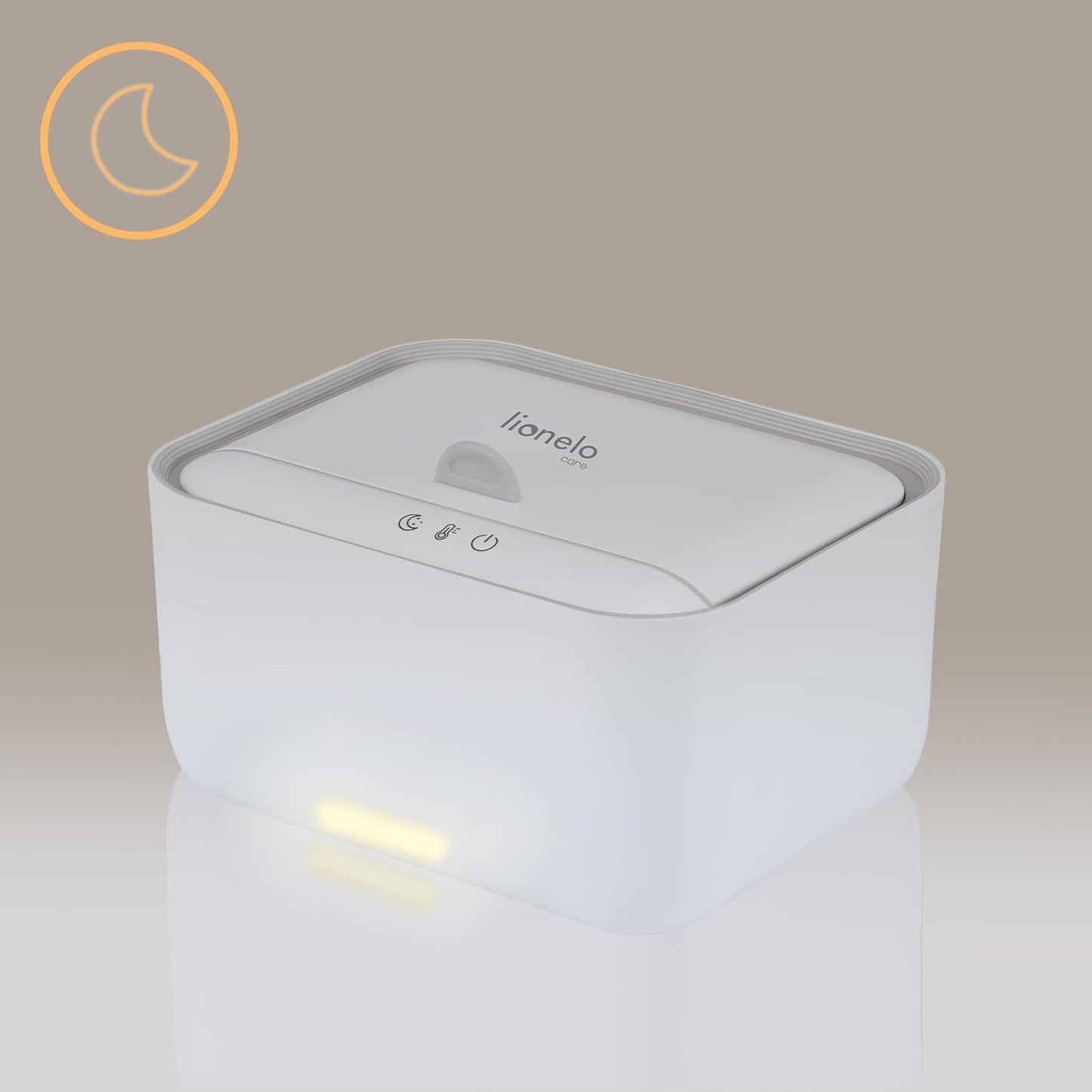 Lionelo BABYBLISS 20W Podgrzewacz do chusteczek nawilżanych i małych ręczników, 20W dla niemowląt, wbudowana lampka nocna, 3 stopnie ogrzewania, panel dotykowy, utrzymuje wilgotność chusteczek