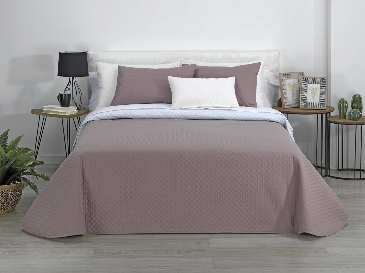 AVA | Dwustronna kołdra butikowa | Na wszystkie pory roku | Kolor - Biały/Taupe | Do łóżka 120/135 cm. łóżko. (230 x 270 cm. Ancho X Alto) | Kołdra pikowana Kołdry i kołdry Naty Shop