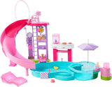 Zestaw Barbie Dream Pool z sześcioma obszarami do zabawy, w tym zjeżdżalnią i jacuzzi, a także ponad 20 akcesoriami, takimi jak zwierzak, kółka do pływania i inne, JKG83