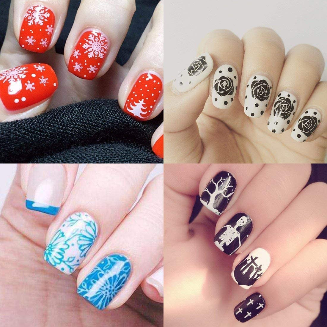 Biutee Stempel do paznokci 30-częściowy zestaw stempli do paznokci Szablon do stemplowania paznokci Zwierzęta Kwiaty Obrazy Płytka do stemplowania paznokci z 2 stemplami 2 skrobaki Akcesoria do projektowania paznokci Stemple do paznokci