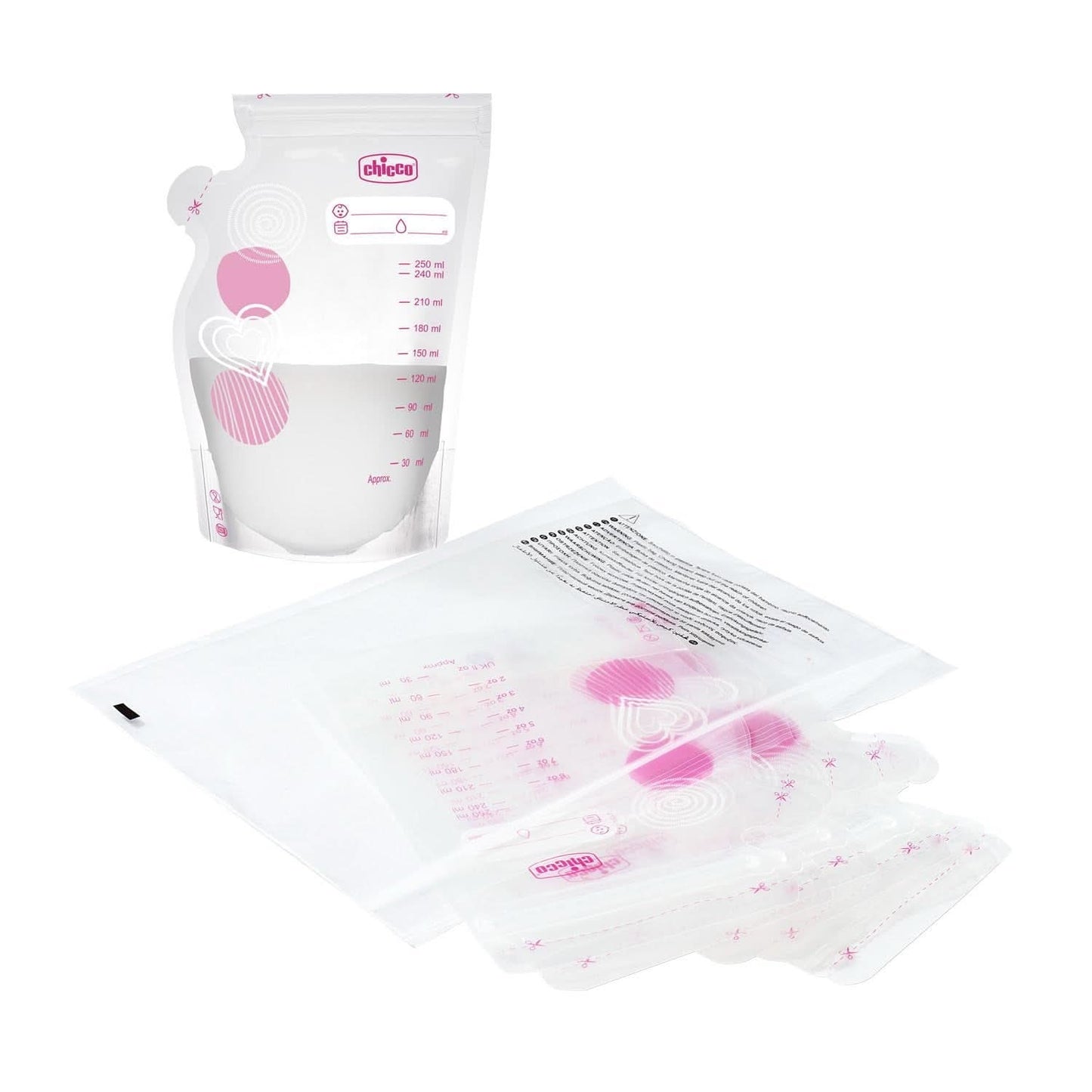 Torebka na mleko Chicco, 30 sztuk, szczelna, 250 ml Akcesoria Żywność i karmienie piersią Sklep Bebe Naty