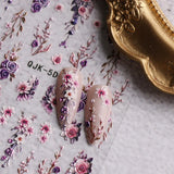JMEOWIO 3D Nagelsticker Blumen Nail Art Naklejka Selbstklebend Nagelaufkleber 5D Stereoskopisch Frühling Sommer Dekoration Nageldesign Zubehör 4 Blatt