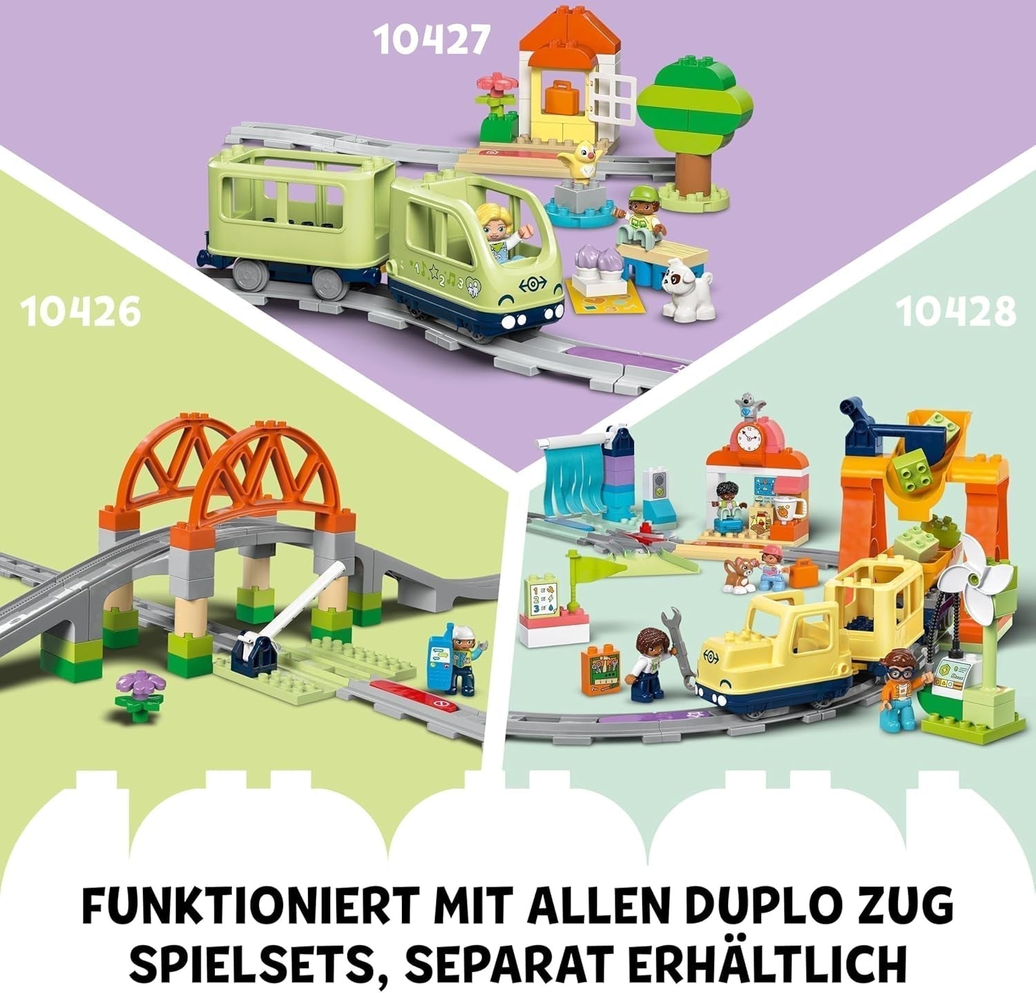 Duża interaktywna kolej miejska LEGO DUPLO, zabawka do budowania dla małych dzieci w wieku 3 lat, lokomotywa Push & Go ze światłami i dźwiękami, części torów, zabawka edukacyjna dla przedszkolaków 10428 Zestawy do budowania Beuche den LEGO-Store
