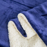 Koc polarowy Kono Sherpa, 150 x 200 cm, miękki, przytulny, puszysty, dwustronny, mikrofibra, stałe koce na łóżko, kanapę, kanapę (granatowy, podwójny/podwójny) Łóżka i koce Besuche den KONO-Store
