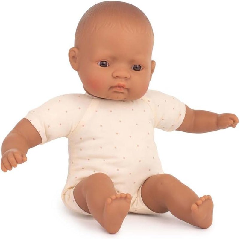 Lalki Miniland: lalka latynoamerykańska, 32 cm, korpus z miękkiej tkaniny, pudełko upominkowe