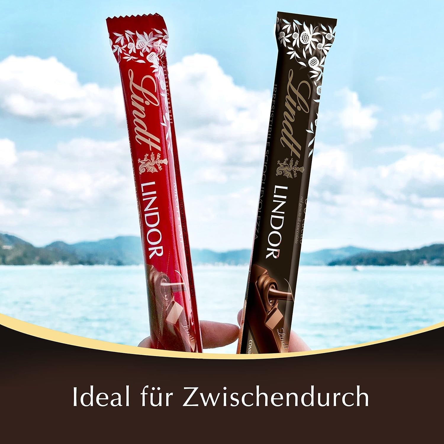 Lindt Czekoladowe Paluszki Ciemnej Czekolady LINDOR | 24 tabliczki czekolady x 37g | Z gładkim, rozpływającym się w ustach nadzieniem z ciemnej czekolady z zawartością 60% kakao | Prezent czekoladowy | Prezent czekoladowy | Opakowanie zbiorcze